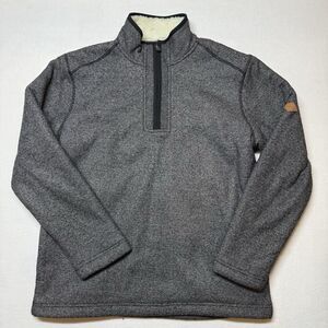 Orvis Men's L 1/4 Zip Sherpa Lined Pullover Jacket Black White Pattern Outdoor